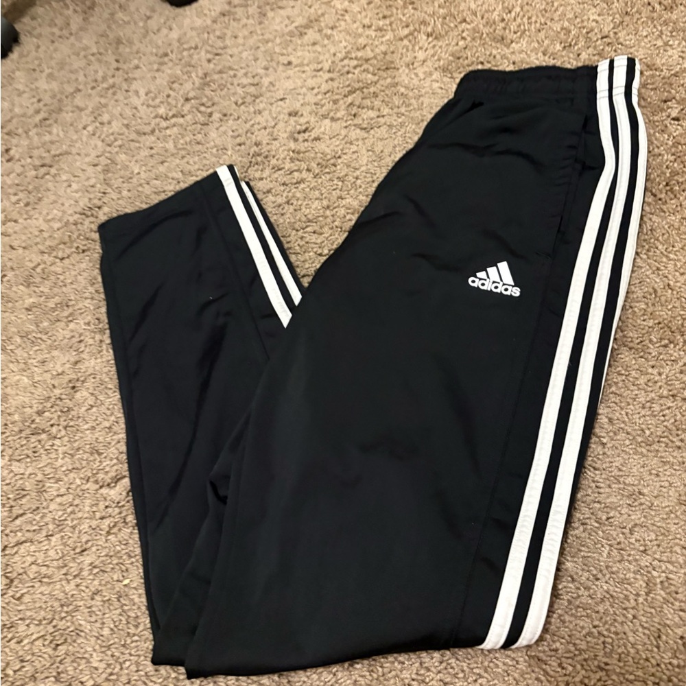 adidas Black Joggers with White Side Stripes